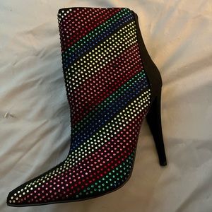 Colorful rhinestone boots